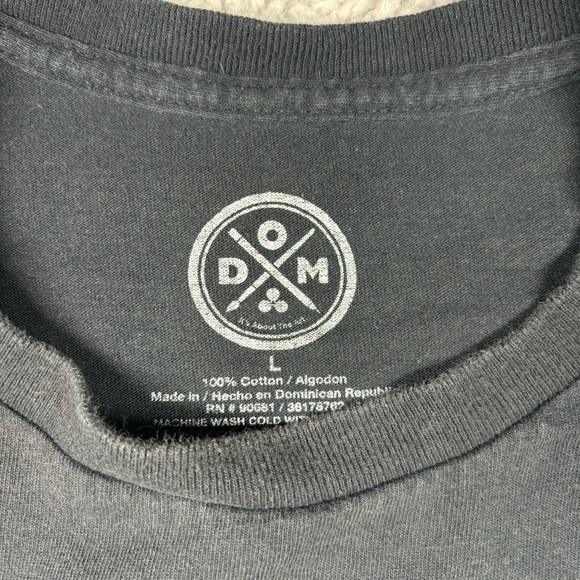 DOM Shirt Mens Large Graphic Tee Crewneck Balance Skull Rose Skeleton Peace Dark - Picture 2 of 5